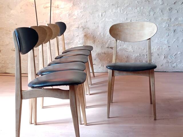 6 chaises vintage scandinave en teck années 1960