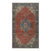 Vintage Handmade Turkish Wool Area Rug with Medallion Design