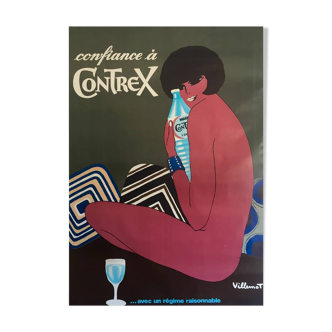 Affiche Confiance a Contrex par Bernard Villemot - Grand Format - Signé par l'artiste - On linen