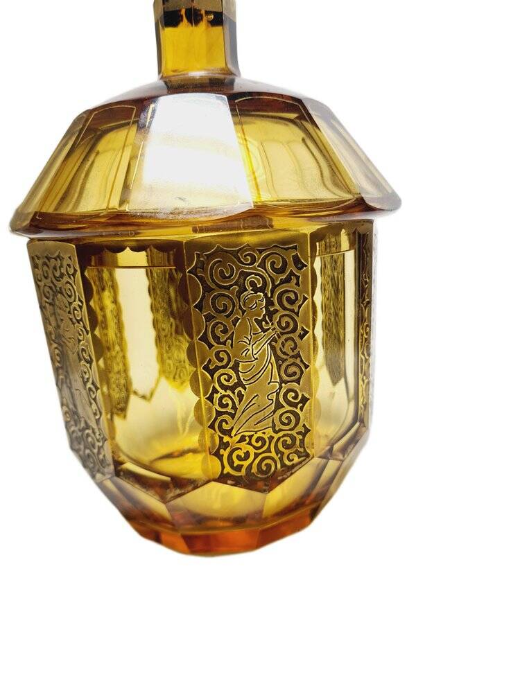 Art Deco oroplastic candy dish from Moser, Czechoslovakia, 1930s