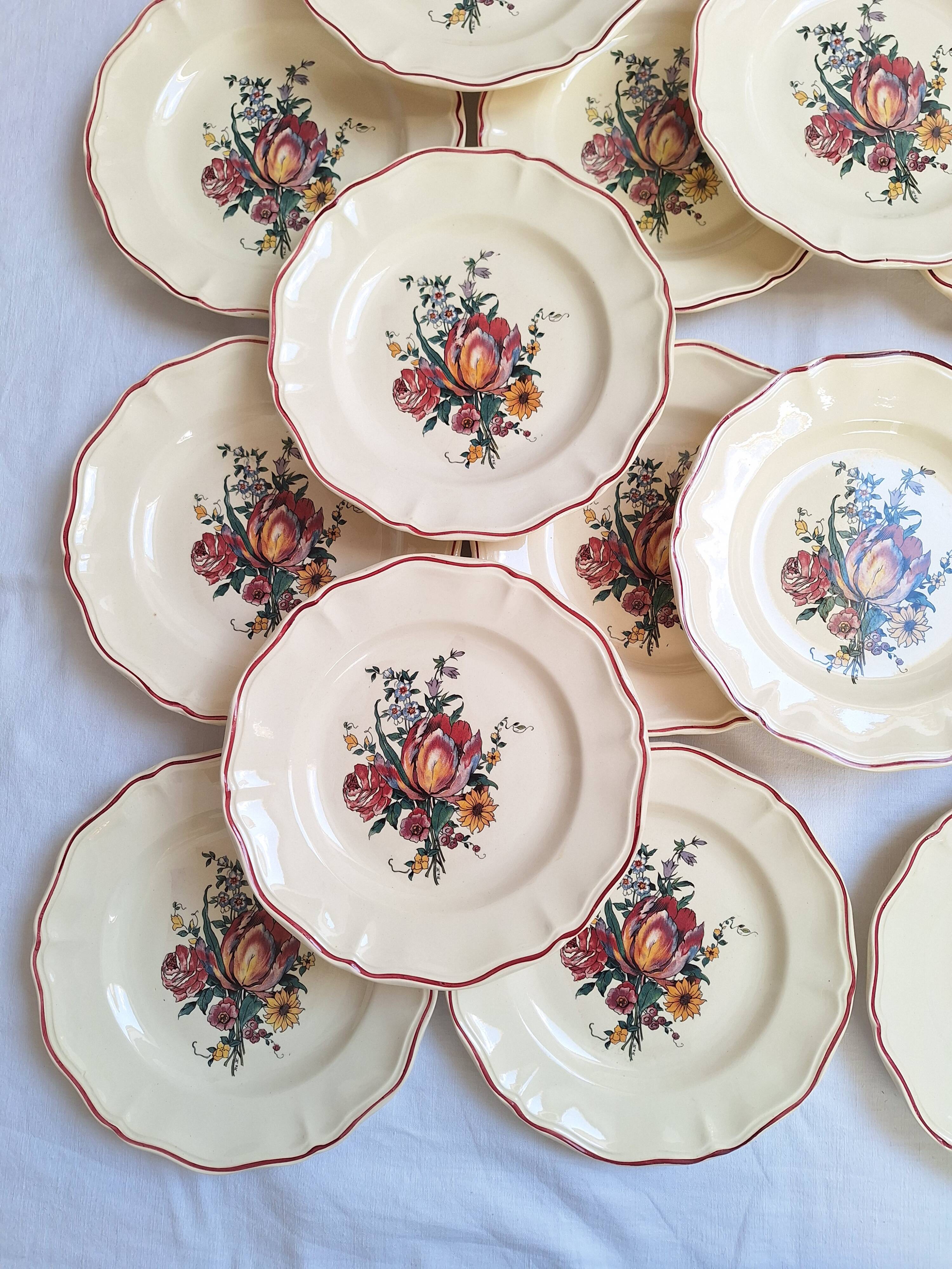 Assiettes plates Digoin Sarreguemines Modèle Loraine
