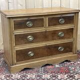 English chest of drawers in frene and nineteenth yew magnifying glass