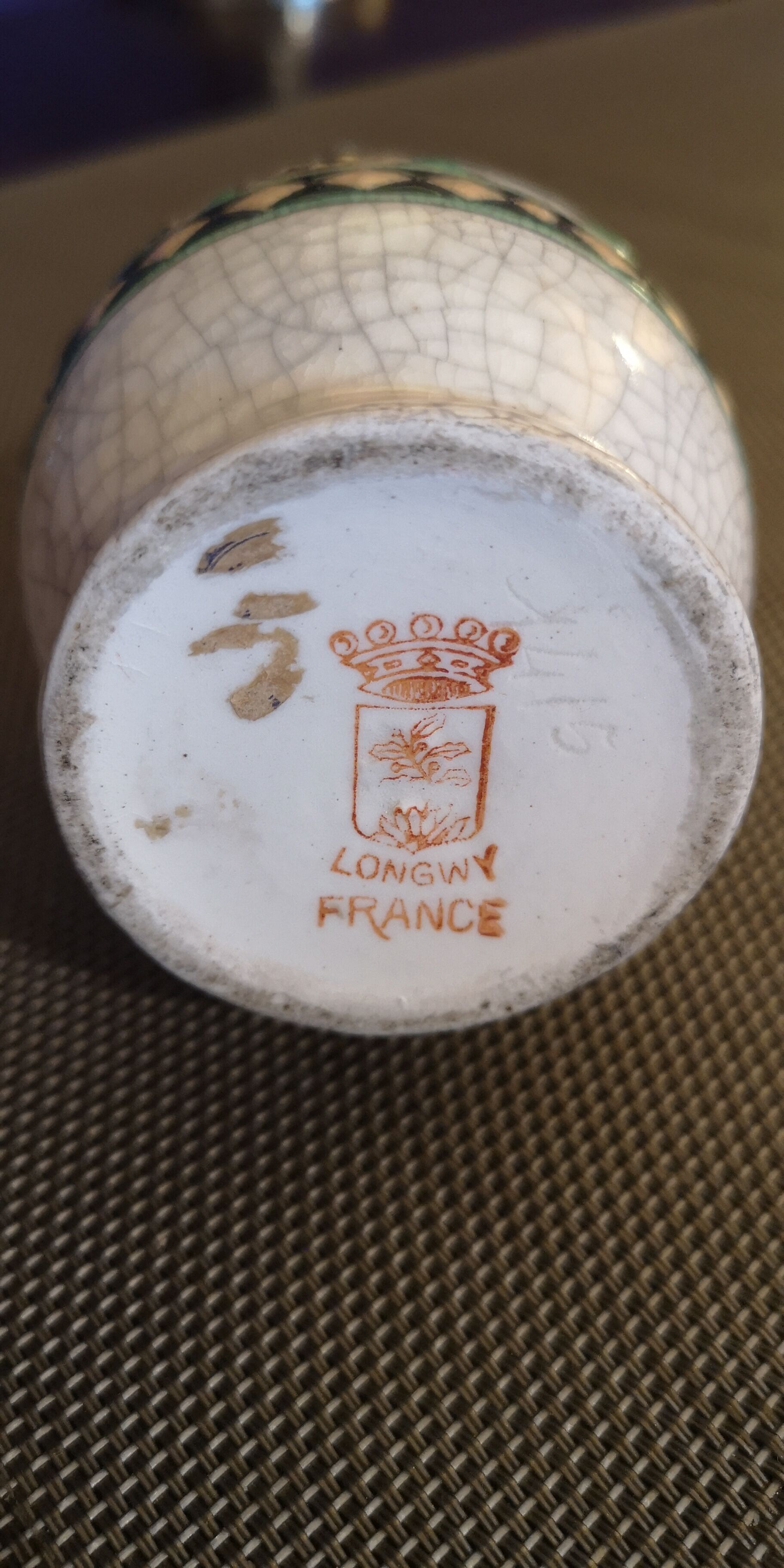 Cracked ceramic soliflore vase and Longwy enamels - Art Deco - 1930s