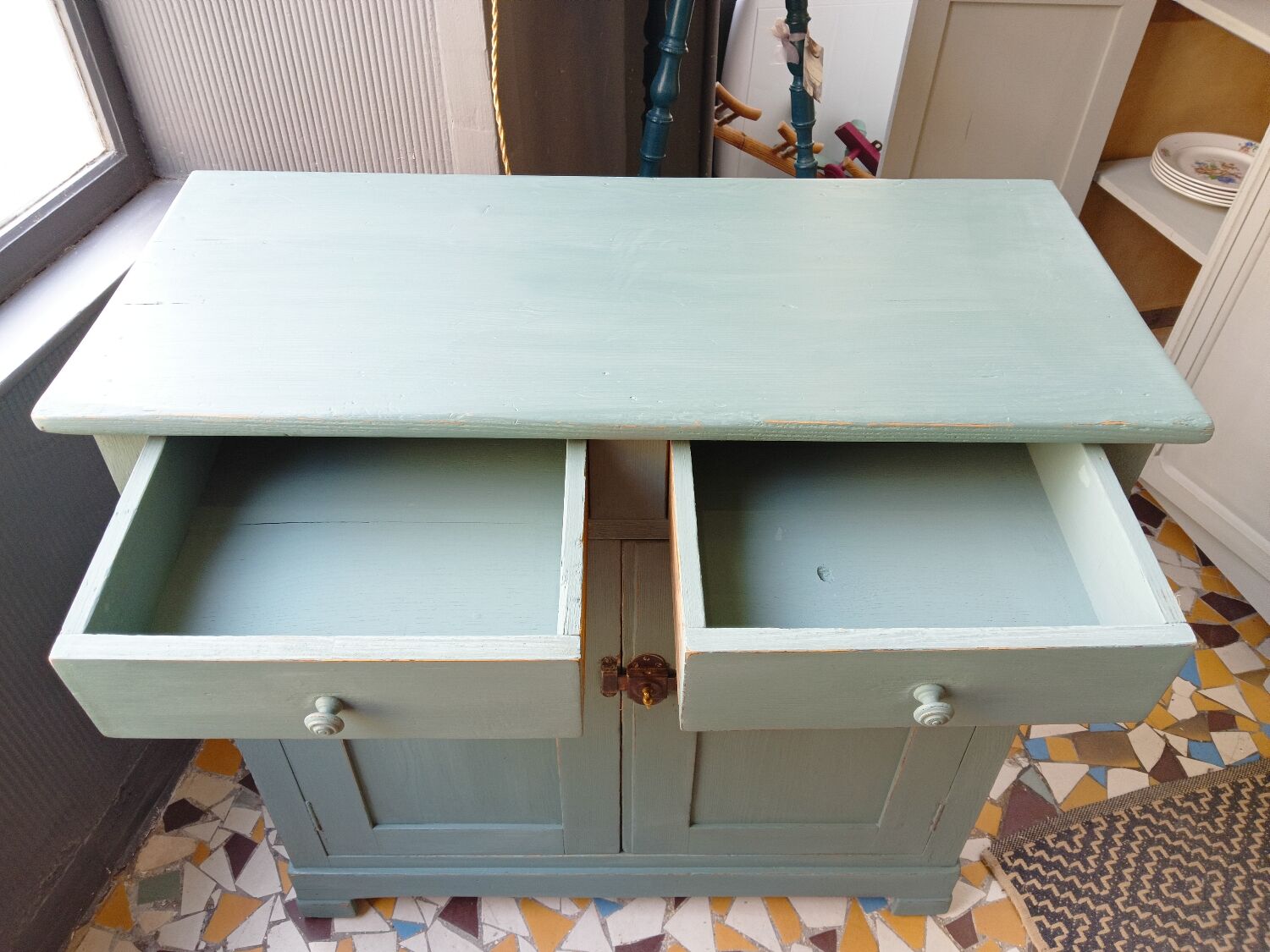 Parisian sideboard gray blue green