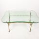 Italian coffee table with etched glass and brass base, 1960
