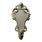 Petit miroir ancien vintage en bois doré, style rocaille