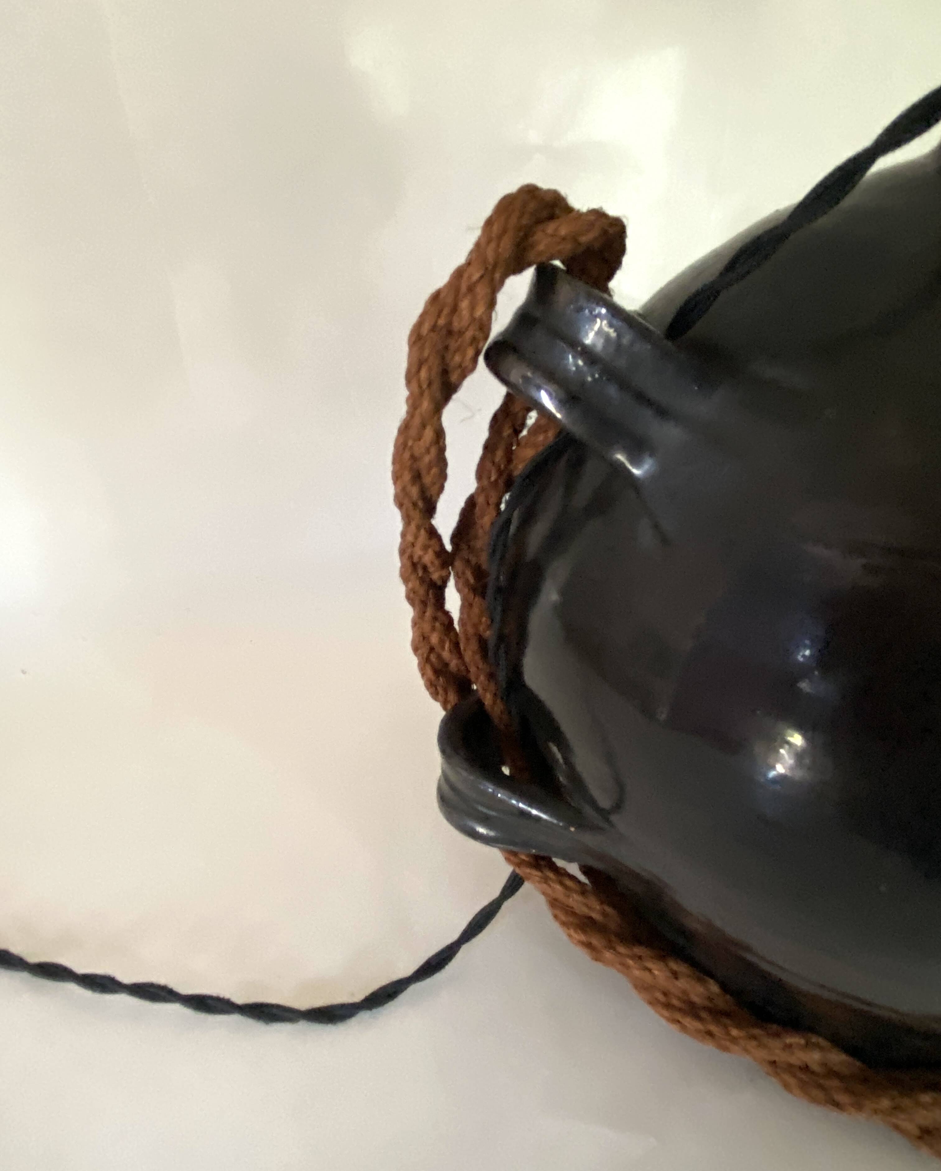 Ceramic lamp, 2M fabric cable, cotton lampshade