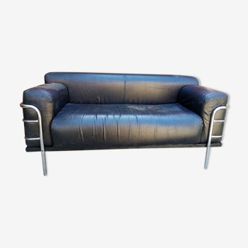 Vintage leather and chrome sofa