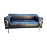 Vintage leather and chrome sofa