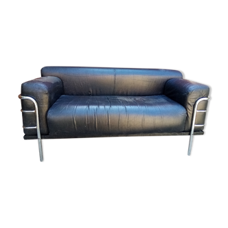 Vintage leather and chrome sofa