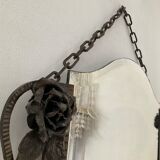 Beveled Art Deco wrought iron mirror