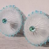 Set of 2 Charming Italian Blu Murano Glass Ceiling Fixture, Murano, 1970