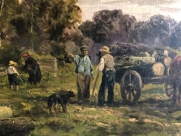 Clément Quinton (1851-1920), large oil on canvas "Forestiers"