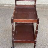 Solid wood serving trolley on wheels