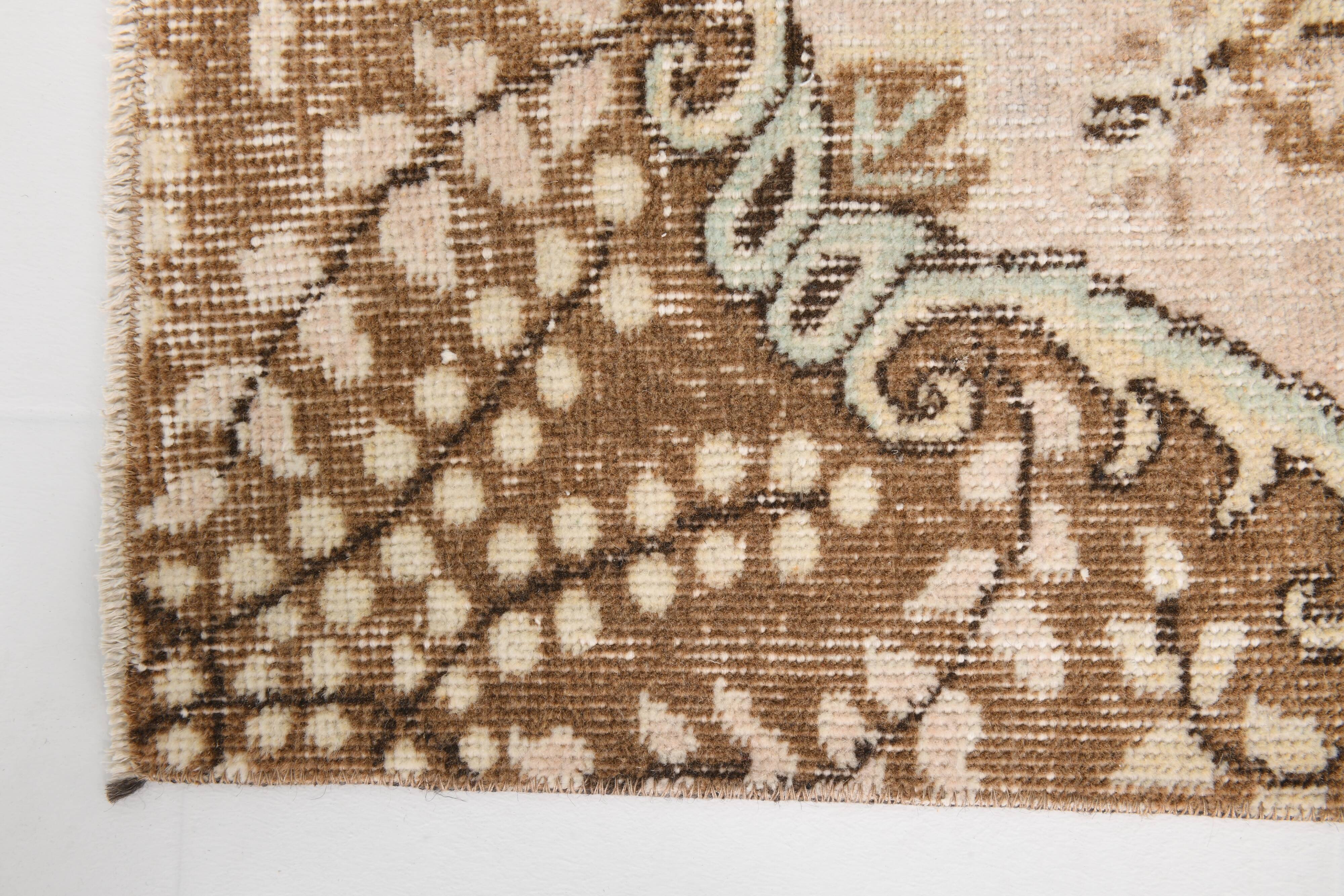 6x9 Cream & Brown Oriental Vintage Rug, 175x290Cm