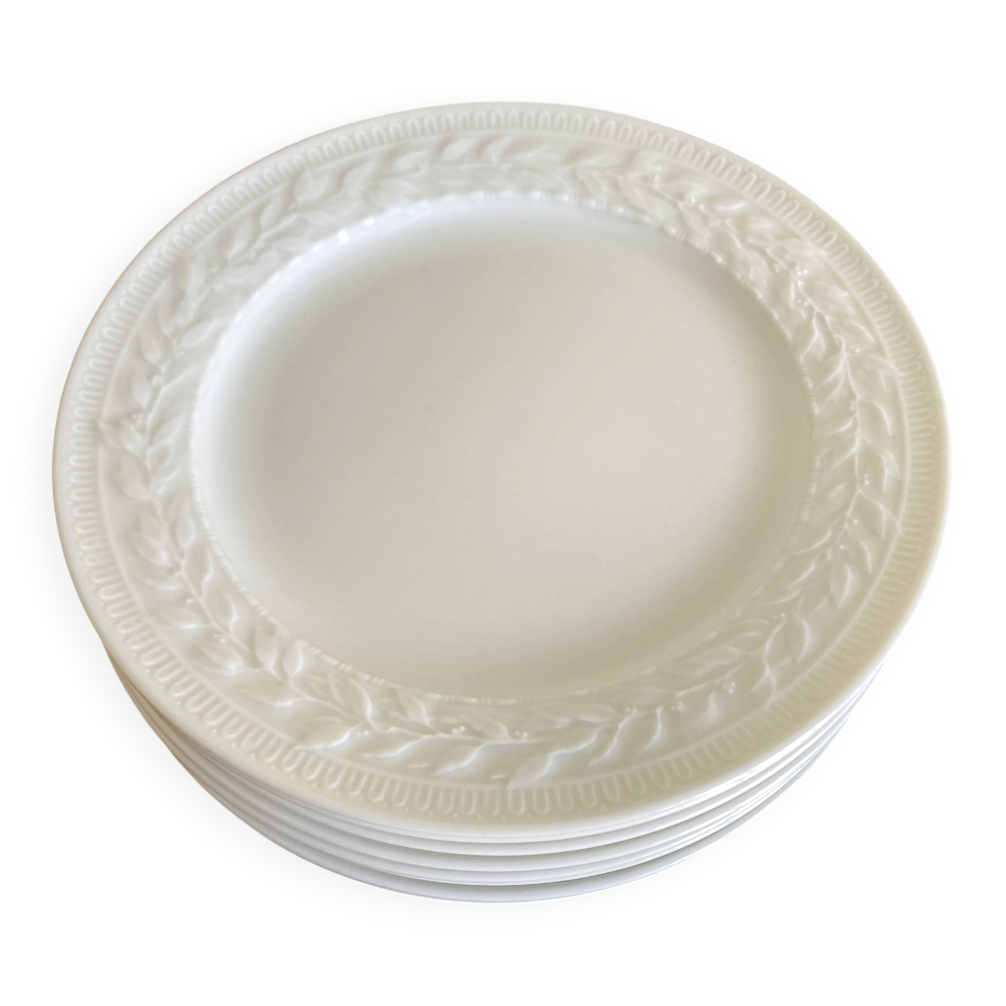 set of 8 Bernardaud Louvre neo-classical plates with laurel wreath design