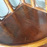 Corner shelf, corner unit, in wicker and wood