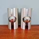 Pair of Space Age wall sconces in brushed aluminium, 1970.