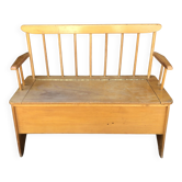 Vintage 60s wooden children's chest bench