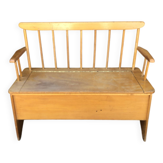 Vintage 60s wooden children's chest bench