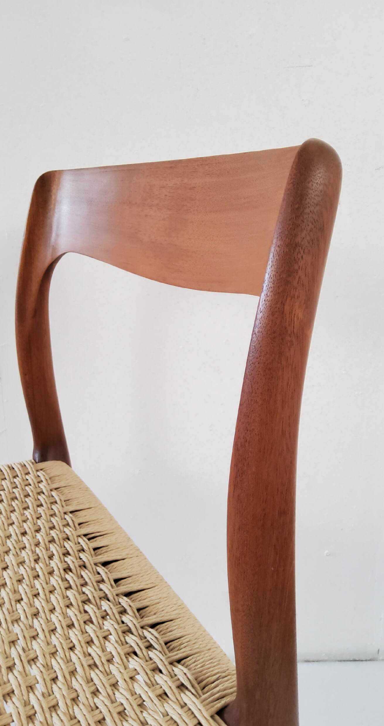 Danish dining chairs in wood and paper cord