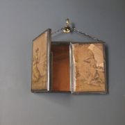 Antique barber triptych mirror, Art Nouveau, circa 1900