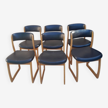 6 chaises traineau Self vintage danois