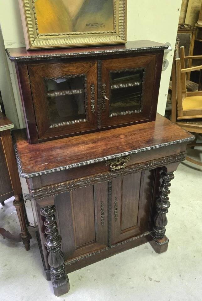 Buffet Bibliothéque deux corps en palissandre, époque Napoléon III