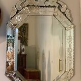 Bevelled venetian mirror with pediment, high 110 cm