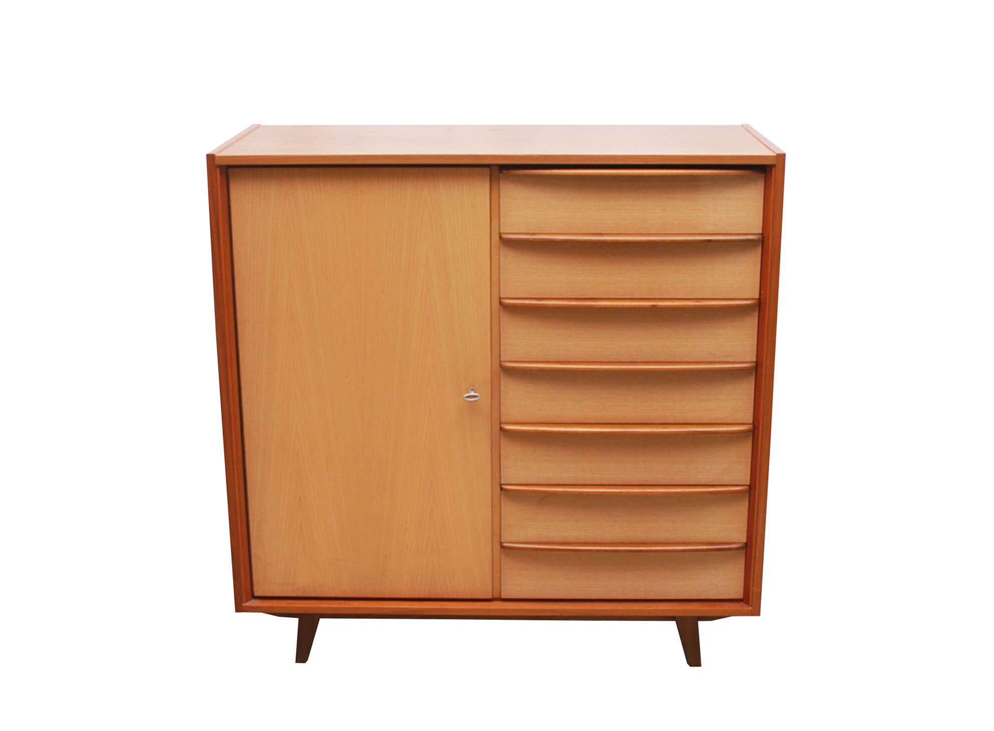 1950s chest of drawers bicolor maple/walnut