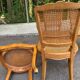 4 Louis XV dining chairs in light solid wood with caning.