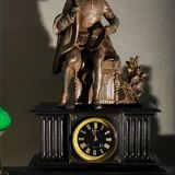 Old 19th century mabre fireplace clock with statue