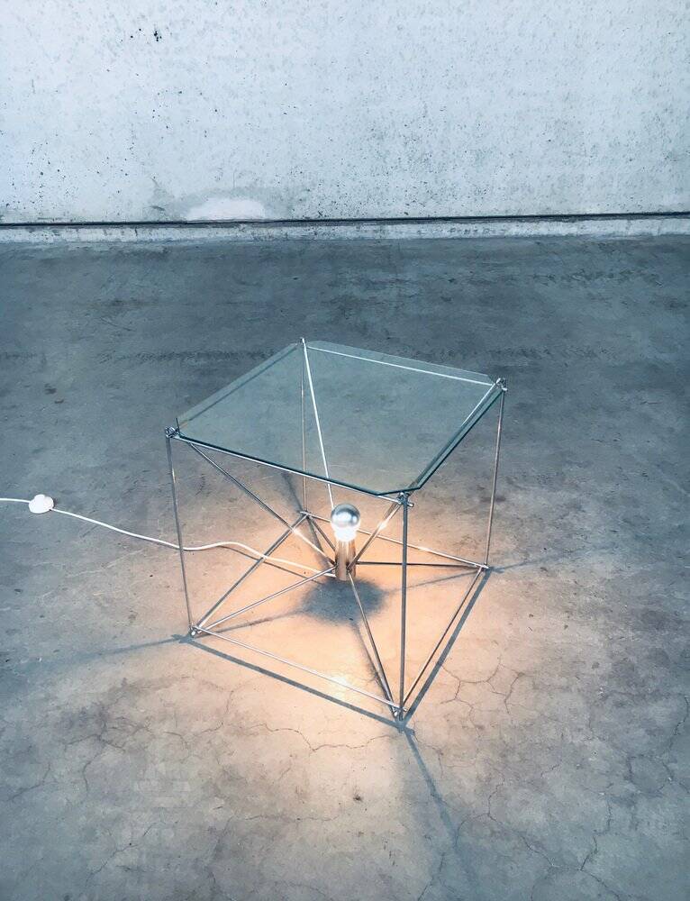 Cubist coffee table with lamp attributed to Max Sauze, France 1960s