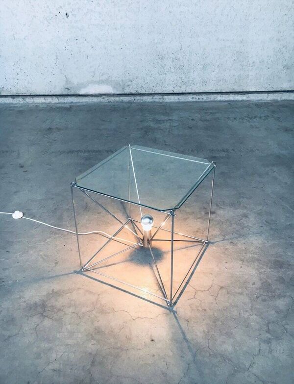 Cubist Coffee Table with Lamp attributed to Max Sauze, France 1960s