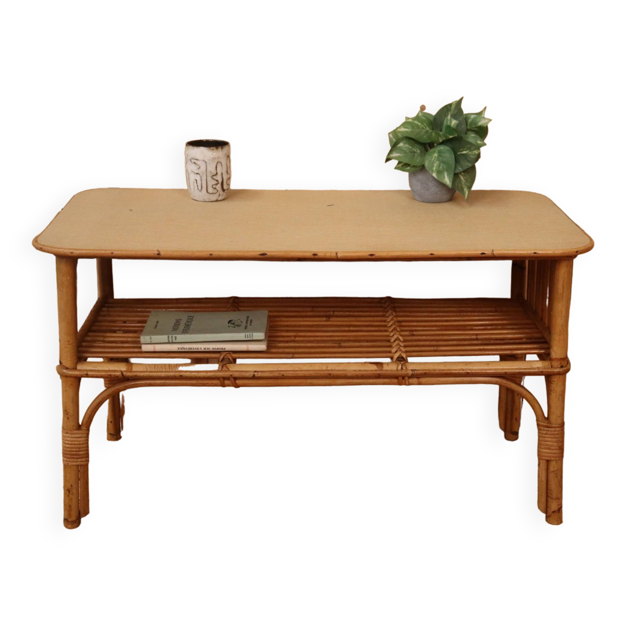 Rattan shelf on legs