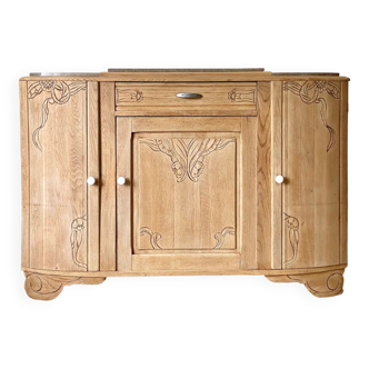 Buffet enfilade Art Déco en chêne massif brut