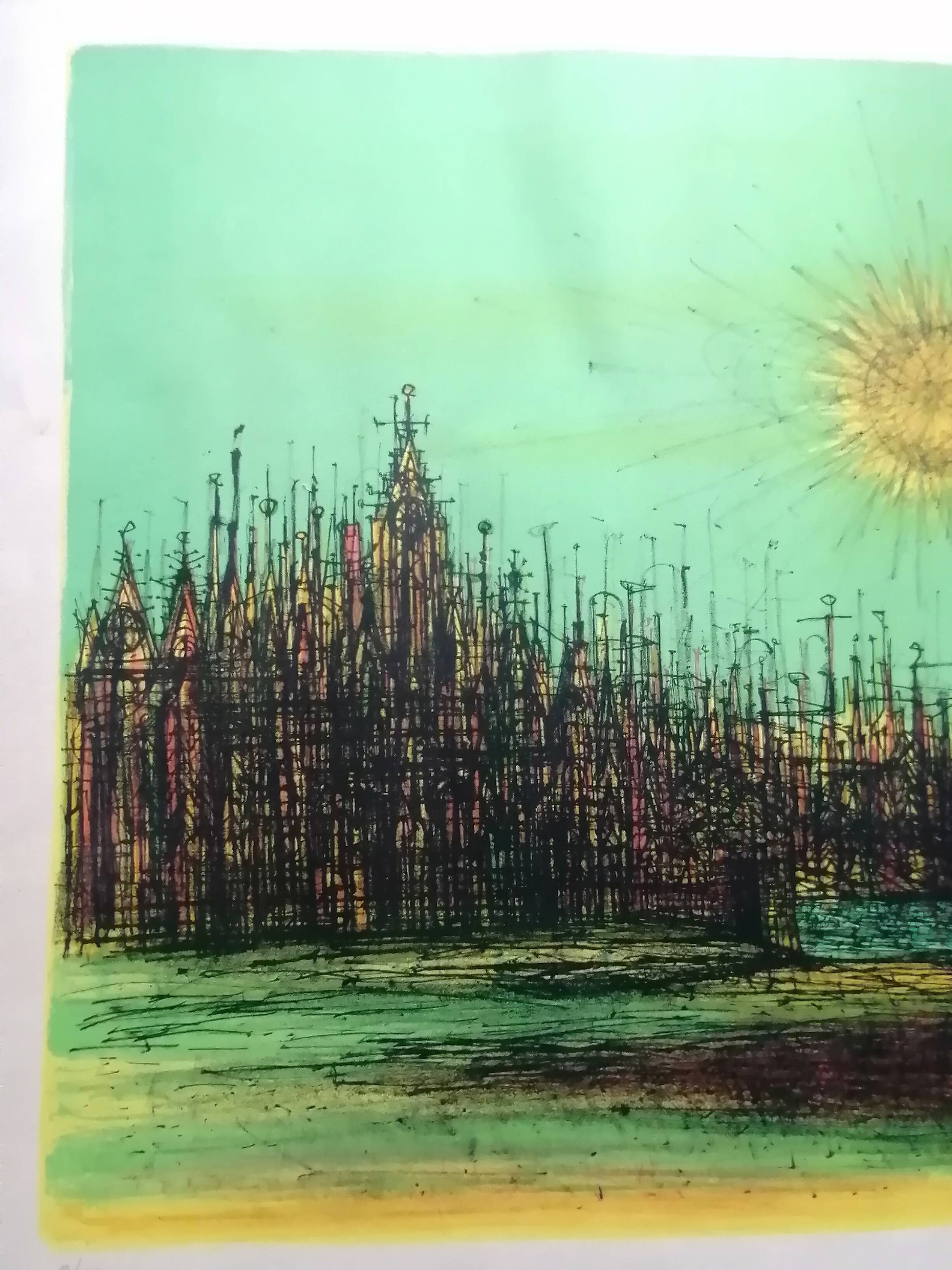 Lithograph "Cathedral of Boats" Jean Carzou (1907-2000)