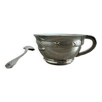 Ecrin de naissance/baptême tasse et cuillère métal argenté poinçon