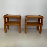 Table de chevet vintage en pin clair