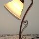 Vintage French Brown Metal Goose Neck Lamp With Textured Glass Shade
