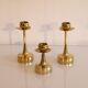 Set of 3 Scandinavian brass candle holders 1970