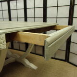 Art-deco table solid oak patina with lime