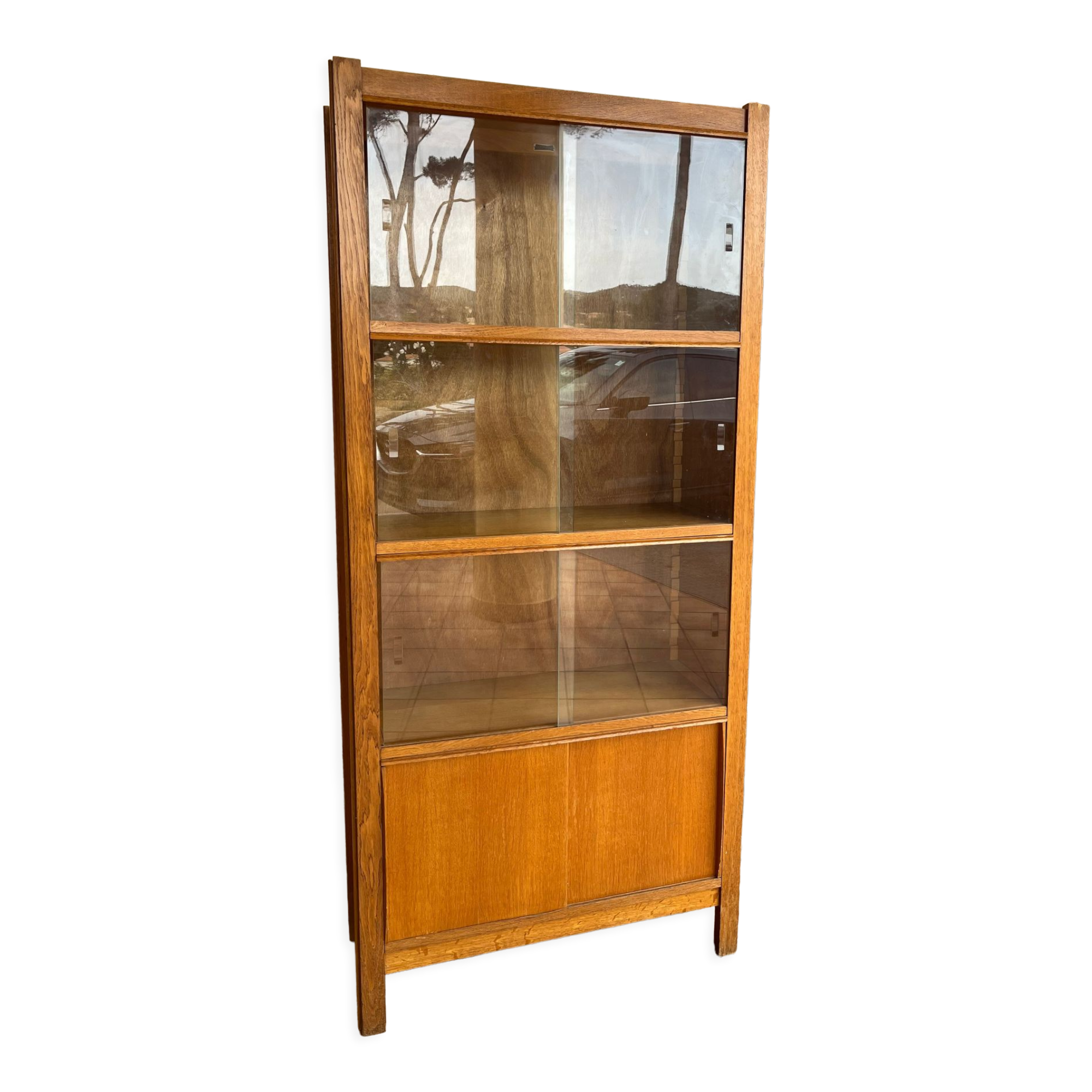 1950 oak glazed bookcase Émile SEIGNEUR