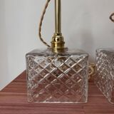 Pair of chiseled glass portable lamps