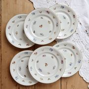 6 vintage dessert plates porcelain from Limoges – small flowers