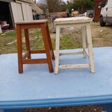 2 wooden workshop stools