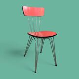 4 red Formica chairs with Eiffel legs 1950