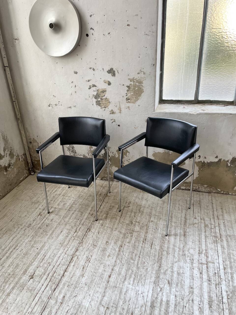 Pair of chrome office chairs