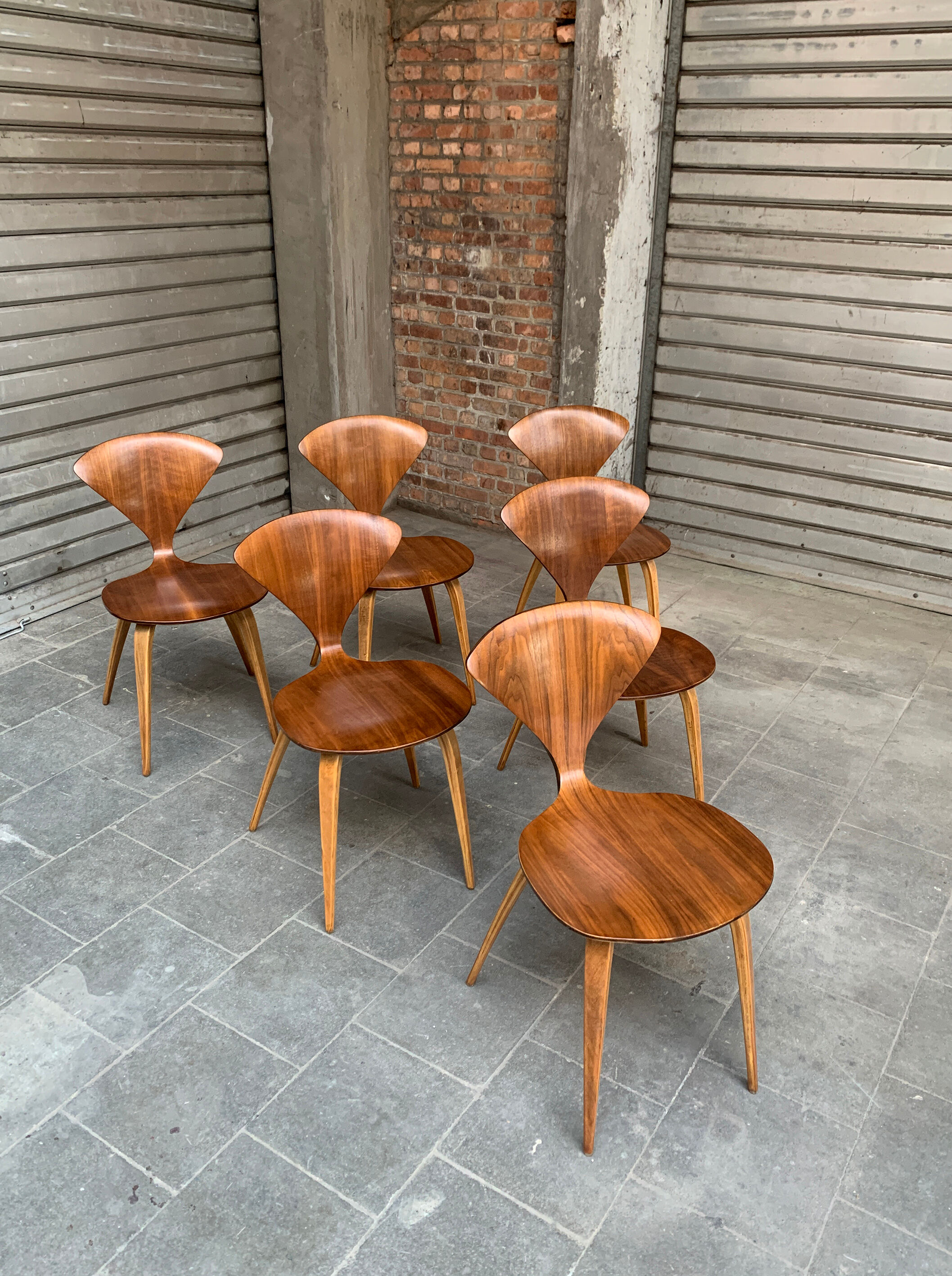 Series of 6 Norman Cherner chairs for Plycraft USA in teak, 1960s