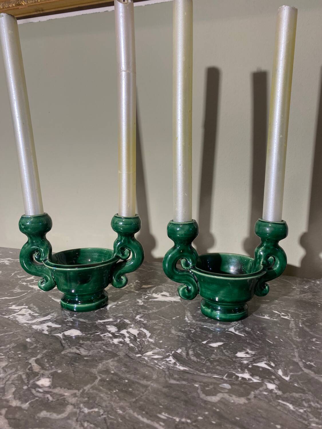 Pair of ceramic candlesticks